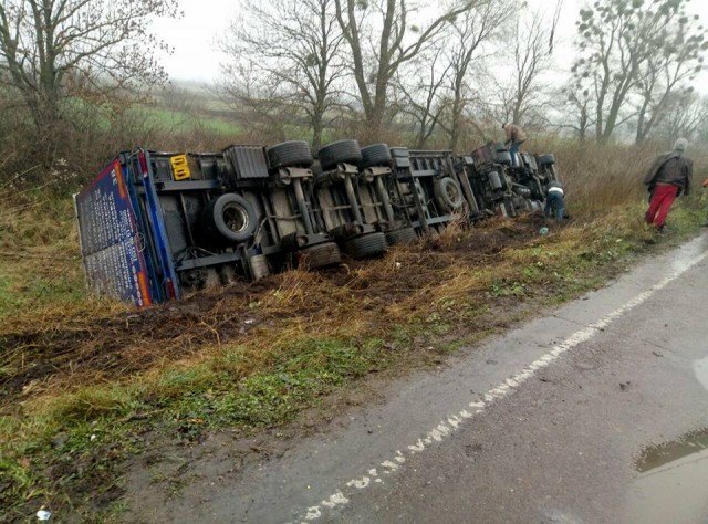 П'яний далекобійник перекинув DAF у кювет